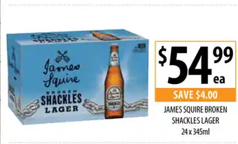 Supabarn James Squire Broken Shackles Lager 24x345ml offer