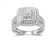 Bevilles Jewellery 9ct White Gold 1.00ct Diamond Square Look Halo Ring offer