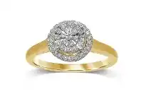 Bevilles Jewellery Martina Solitaire Look Halo Ring with 1/5ct of Diamonds in 9ct Yellow Gold offer