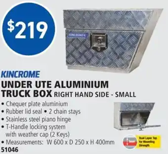 Kincrome Under UTE Aluminium Truck Box Right Hand Side-Small 51046 offer