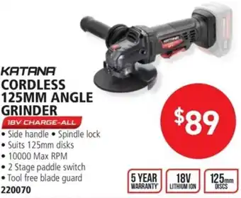Cordless 125mm Angle Grinder 220070
