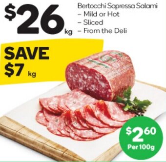 Woolworths Bertocchi Sopressa Salami offer