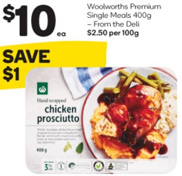 Woolworths Premium Single Meals 400g offer at Woolworths