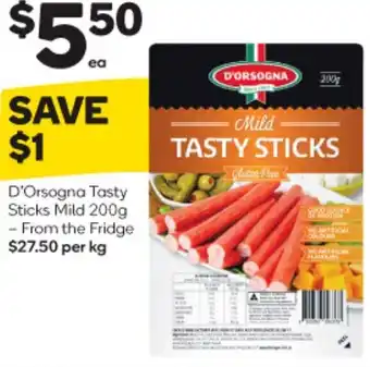 Woolworths D'Orsogna Tasty Sticks Mild 200g offer