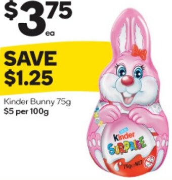Woolworths Kinder Bunny 75g offer