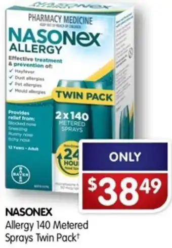 Alliance Pharmacy Nasonex Allergy 140 Metered Spray Twin Pack offer