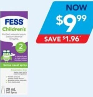 Amcal Pharmacies Fess Children's Saline Nasal Spray 20ml offer