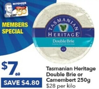 Tasmanian Heritage Double Brie Or Camembert 250g