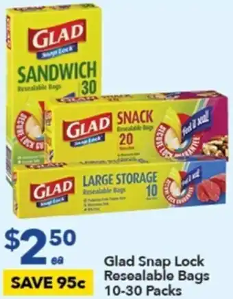 Ritchies Glad Snap Lock Resealable Bags offer
