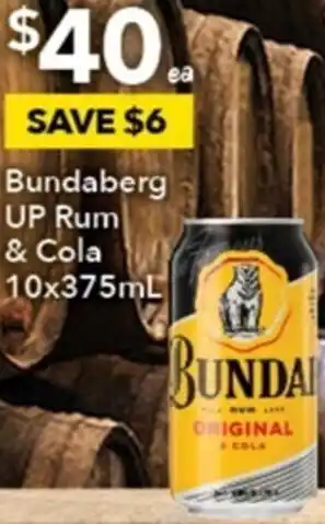 Bundaberg UP Rum & Cola 10x375ml