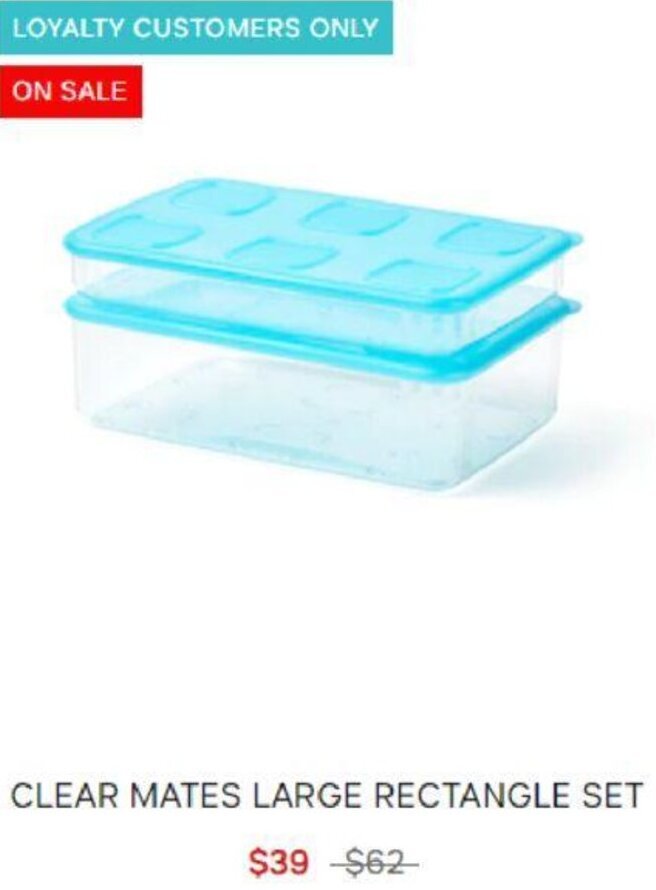 Clear Mates Large Rectangle Set offer at Tupperware