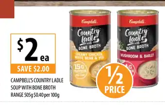 Supabarn Cambell's Country Ladle Soup with Bone Broth Range 505g offer