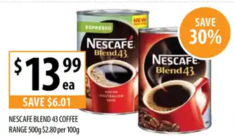 Supabarn Nescafe Blend 43 Coffee Range 500g offer