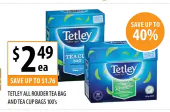 Supabarn Tetley All Rouder Tea Bag and Tea Cup Bags 100's offer
