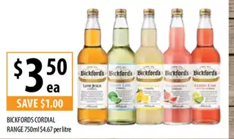 Bickfords Cordial Range 750ml