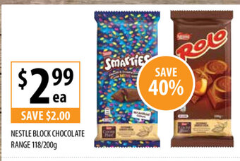 Supabarn Nestle Block Chocolate Range 118/200g offer