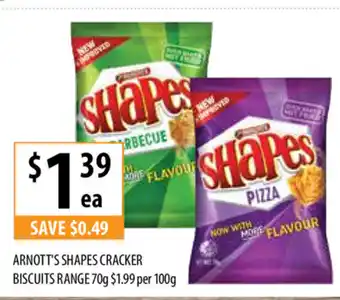 Supabarn Arnott's Shapes Cracker Biscuits Range 70g offer