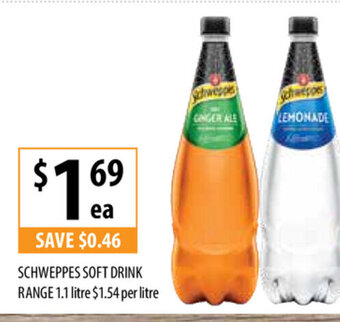 Supabarn Schweppes Soft Drink Range 1.1 Litre offer