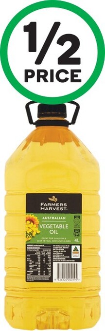 Woolworths Farmers Harvest Vegetable or Canola Oil 4 Litre offer