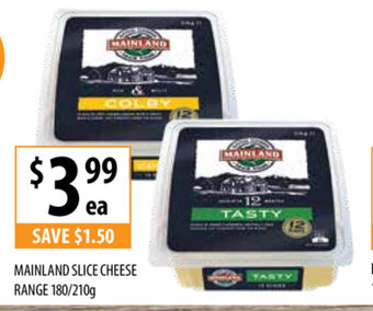 Supabarn Mainland Slice Cheese Range 180/210g offer