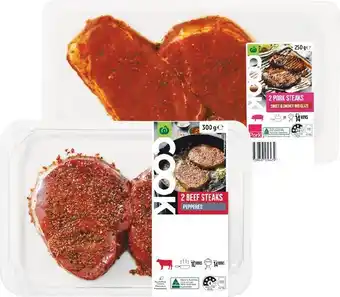Woolworths Woolworths COOK Marinated Beef, Lamb or Pork Steaks 250-300g offer