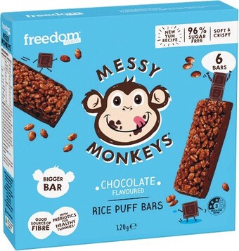 Messy Monkeys Rice Puff Bars 120g Pk 6