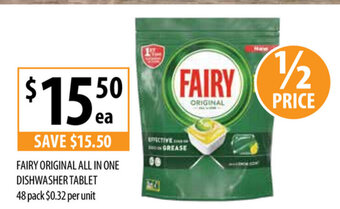 Supabarn Fairy Original All In One Dishwasher Tablet 48 Pack offer