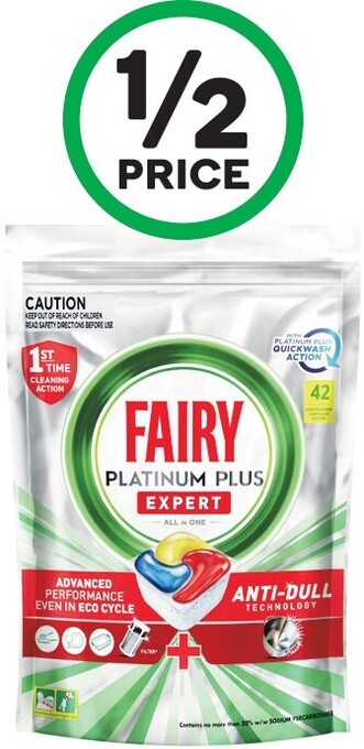 Woolworths Fairy Platinum Plus Dishwashing Tablets Pk 42 offer