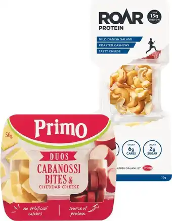 Woolworths Primo Duos 50g or Roar Protein & Cheese 70-75g – From the Fridge offer