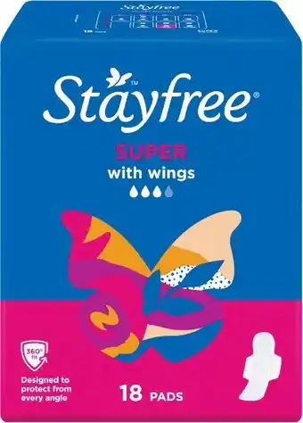Woolworths Stayfree Super Pads with Wings Pk 18 offer