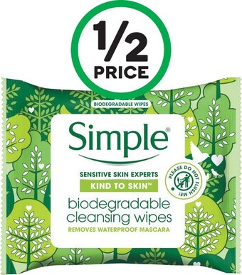 Woolworths Simple Biodegradable Face Wipes Pk 25 offer