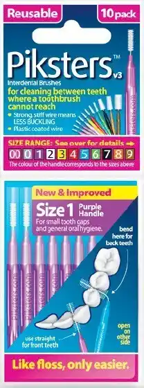 Woolworths Piksters Dental Floss Interdental Brush Small Pk 10 offer