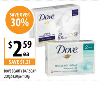 Supabarn Dove Beauty Bar Soap 200g offer