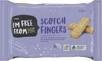 Coles Coles I’m Free From Scotch Fingers 175g offer