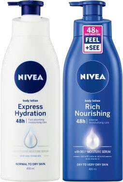 Coles Nivea Express Hydration or Rich Nourishing Body Lotion 400mL offer