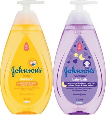 Coles Johnson & Johnson Bedtime Baby Bath or Shampoo 500mL offer