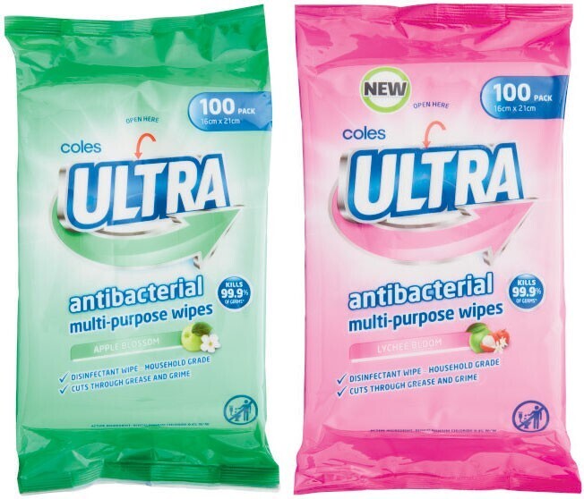 Coles Ultra Antibacterial Wipes 100 Pack offer at Coles