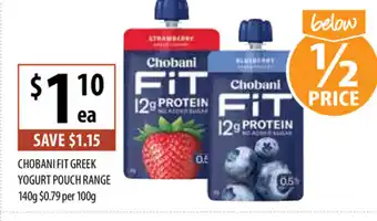 Supabarn Chobani Fit Greek Yogurt Pouch Range 140g offer