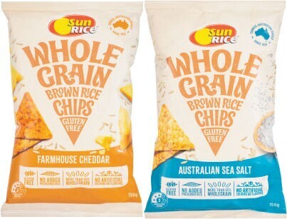 Coles Sunrice Brown Rice Chips 150g offer