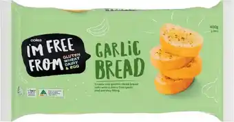 Coles Coles I’m Free From Garlic Bread 2 Pack 400g offer