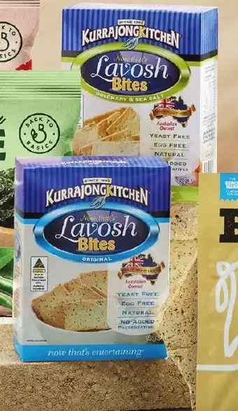 ALDI Kurrajong Kitchen Lavosh Bites Rosemary & Sea Salt 120g or Original 145g offer