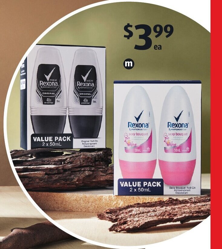 Rexona Rollon Twin Pack 2x50ml offer at ALDI