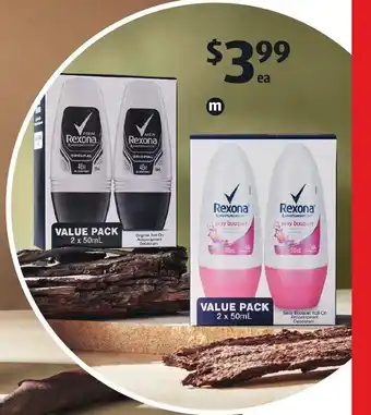 ALDI Rexona Roll-on Twin Pack 2x50ml offer