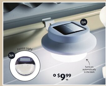 ALDI Solar Gutter Light 2pk or Fence Light 3pk offer