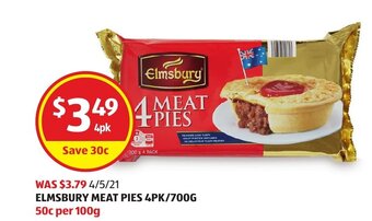 ALDI Elmsbury Meat Pies 4pk/700g offer