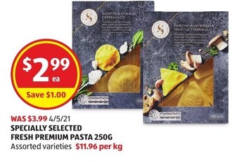 ALDI Specially Selected Fresh Premium Pasta 250g offer