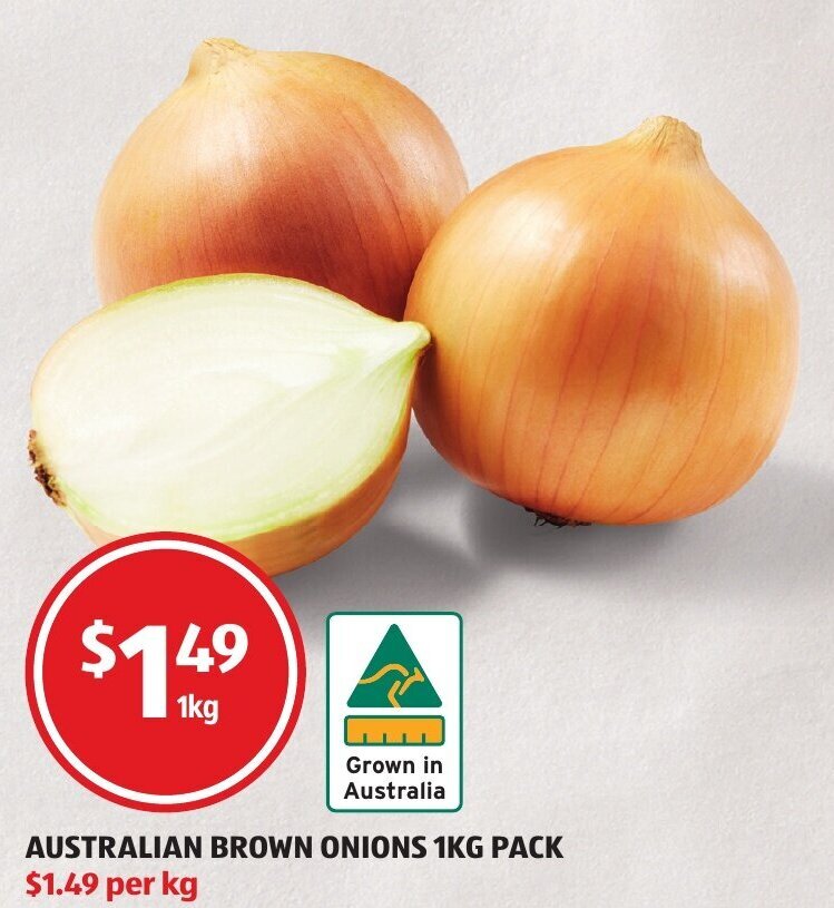 Australian Brown Onions 1kg offer at ALDI