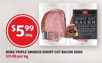 ALDI Berg Triple Smoked Short Cut Bacon 500g offer