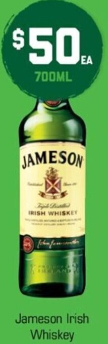 The Bottle O Jameson Irish Whiskey offer