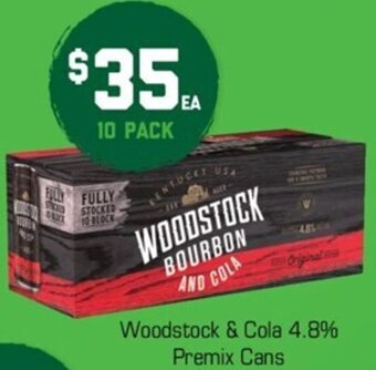 The Bottle O Woodstock & Cola 4.8% Premix Cans offer